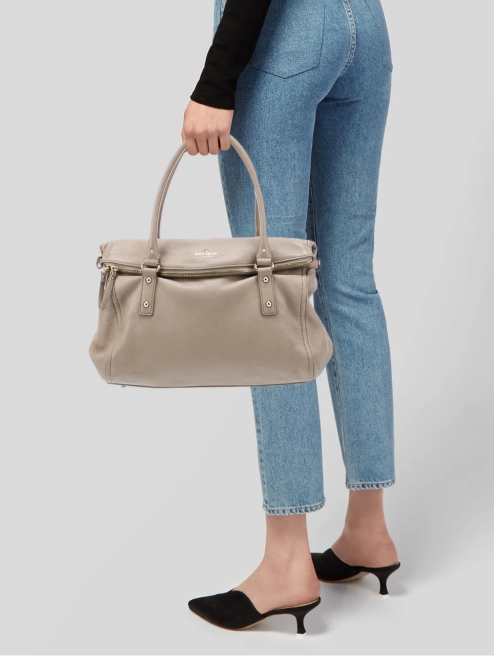 Kate Spade Cobble Hill Leslie pebbled leather taupe slouchy shoulder bag purse